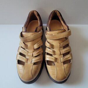 Dr. Comfort Womens Fisherman Style Comfort Sandals Size W7.5 Tan & Brown Leather